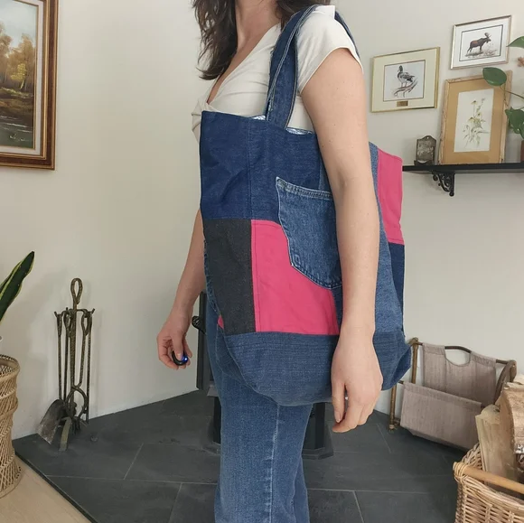 Denim patchwork tote bag - Picture 5 of 9